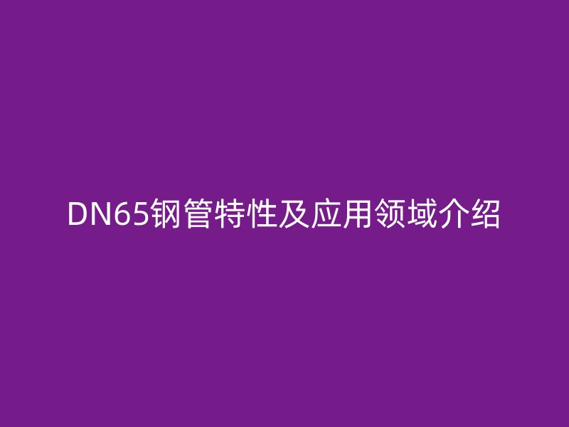 DN65鋼管特性及應用領域介紹