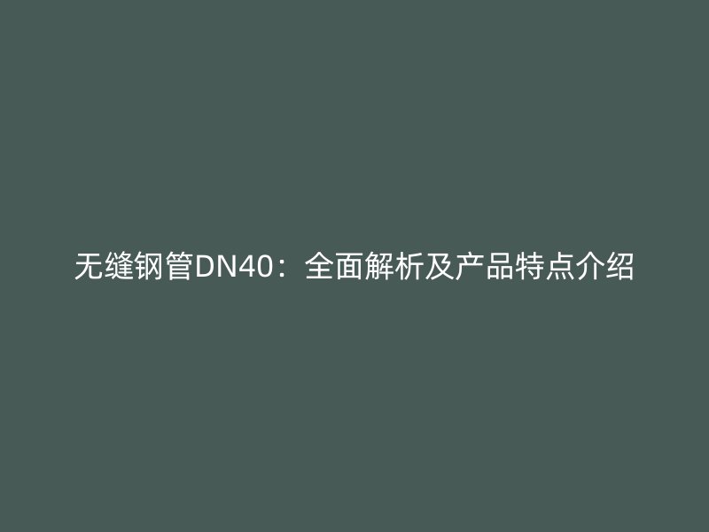 無縫鋼管DN40:全面解析及產品特點介紹