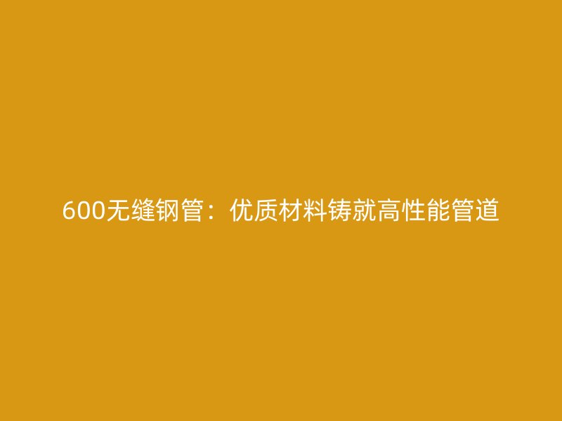 600無(wú)縫鋼管：優(yōu)質(zhì)材料鑄就高性能管道