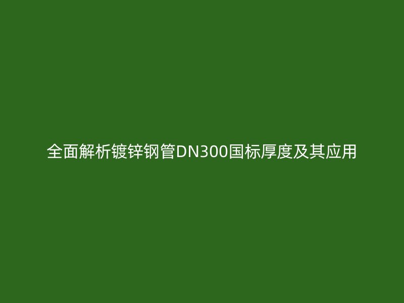 全面解析鍍鋅鋼管DN300國標厚度及其應用